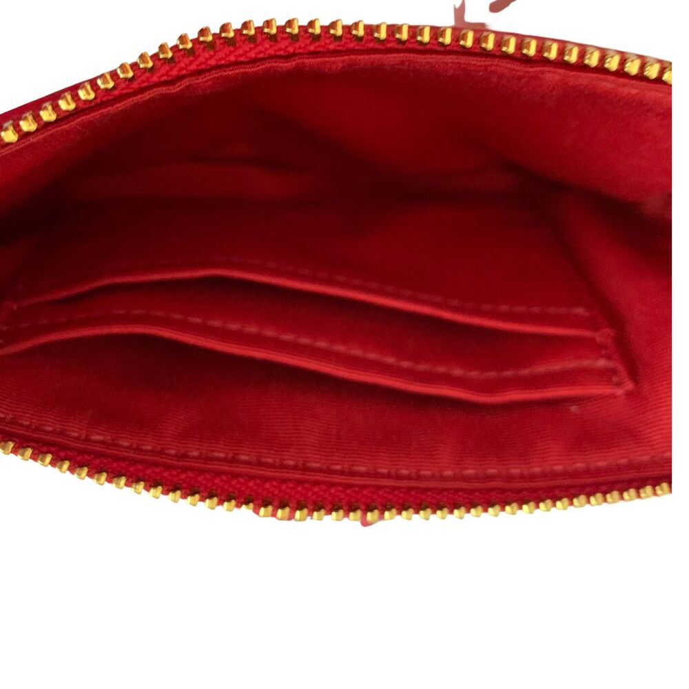 Coach Kahki Canvas Monogram with Red Strap Wristlet - Picture 4 of 6